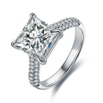 Load image into Gallery viewer, 4 Ct Princess Cut Lab Diamond Half Luxury Pave Engagement Ring - Engagement Ring
