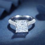 Load image into Gallery viewer, 4 Ct Princess Cut Lab Diamond Half Luxury Pave Engagement Ring - Engagement Ring
