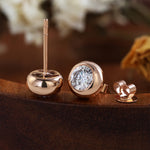 Load image into Gallery viewer, Elegant Button Round Cut Lab Diamond Bezel Ear Studs
