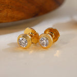 Load image into Gallery viewer, Classic Round Cut Lab diamond Bezel Ear Studs
