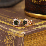 Load image into Gallery viewer, Sunny Halo Round Cut Moss Agate Ear Studs
