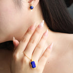 Load image into Gallery viewer, Round Lapis Lazuli &amp; Pearl Earrings
