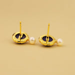 Load image into Gallery viewer, Round Lapis Lazuli &amp; Pearl Earrings
