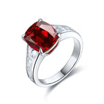 Load image into Gallery viewer, 5.3 Ct Cushion Shape Lab Ruby Four Prongs Half Graduating Channel Engagement Ring - Engagement Ring
