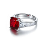 Load image into Gallery viewer, 5.3 Ct Cushion Shape Lab Ruby Four Prongs Half Graduating Channel Engagement Ring - Engagement Ring
