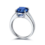 Load image into Gallery viewer, 5.5 Ct Cushion Shape Lab Blue Sapphire Four Prongs Half Graduating Channel Engagement Ring - Engagement Ring
