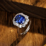 Load image into Gallery viewer, 5 Ct Cushion Cut Lab Blue Sapphire Halo Engagement Ring - Engagement Ring
