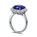 Load image into Gallery viewer, 5 Ct Cushion Cut Lab Blue Sapphire Halo Engagement Ring - Engagement Ring
