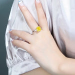 Load image into Gallery viewer, Yellow gemstone ring on a person’s hand.
