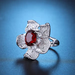 Load image into Gallery viewer, 5 Ct Oval Cut Lab Ruby Art Deco Engagement Ring - Engagement Ring
