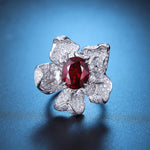 Load image into Gallery viewer, 5 Ct Oval Cut Lab Ruby Art Deco Engagement Ring - Engagement Ring
