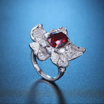 Load image into Gallery viewer, 5 Ct Oval Cut Lab Ruby Art Deco Engagement Ring - Engagement Ring
