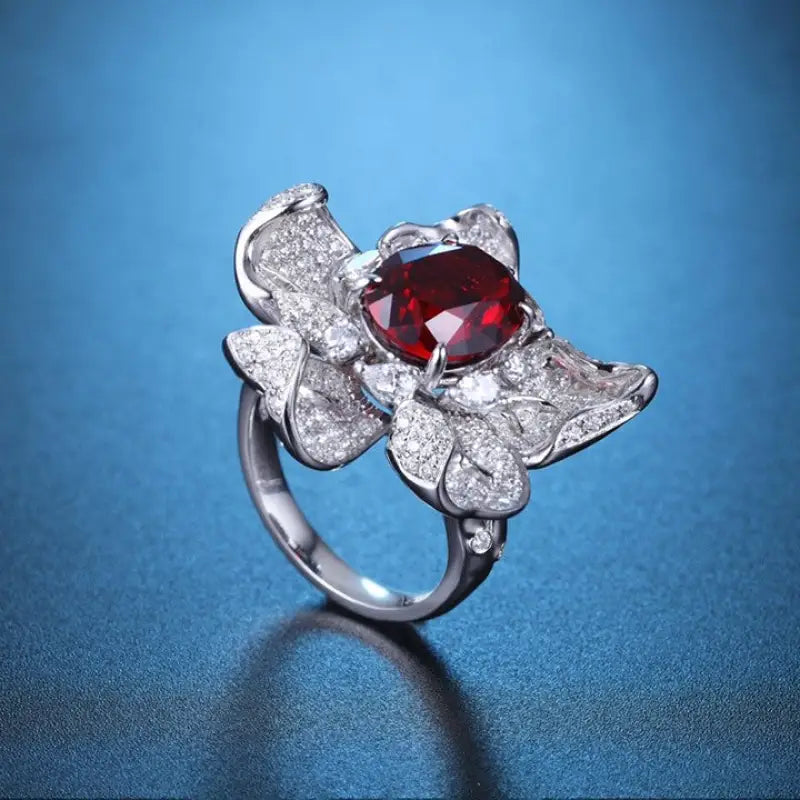 5 Ct Oval Cut Lab Ruby Art Deco Engagement Ring - Engagement Ring