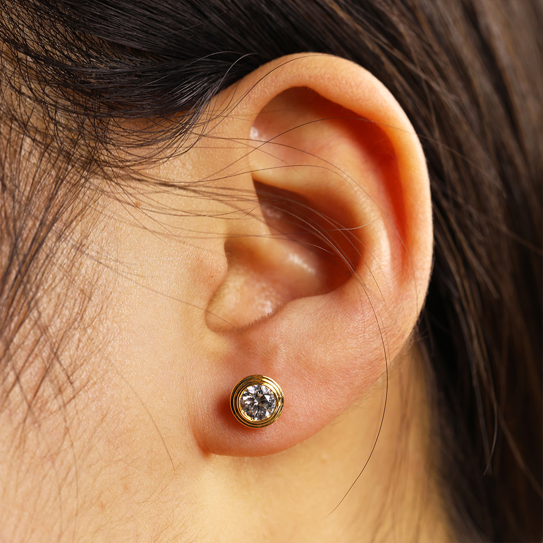 Classic Round Cut Lab diamond Bezel Ear Studs