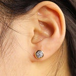 Load image into Gallery viewer, Elegant Button Round Cut Lab Diamond Bezel Ear Studs
