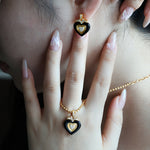 Load image into Gallery viewer, Triple Heart Black Agate Necklace
