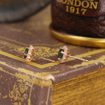 Load image into Gallery viewer, Sunny Halo Round Cut Moss Agate Ear Studs
