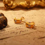 Load image into Gallery viewer, Crescent Brushed Gold  Filled with Round CZ Huggie Earrings
