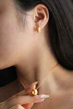 Load image into Gallery viewer, Crescent Brushed Gold  Filled with Round CZ Huggie Earrings
