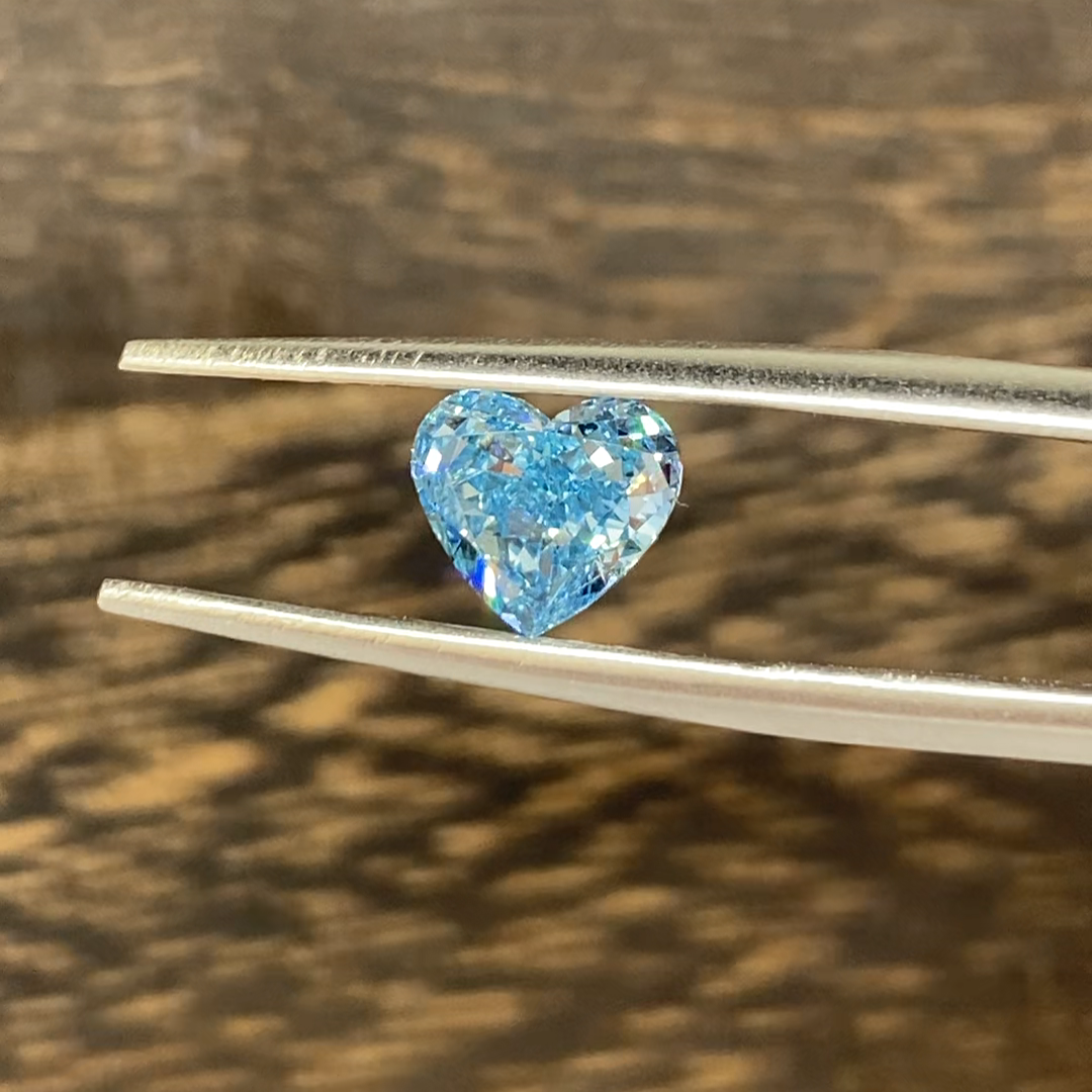 1.133 Ct Heart Shape Fancy Blue Lab Diamond VS