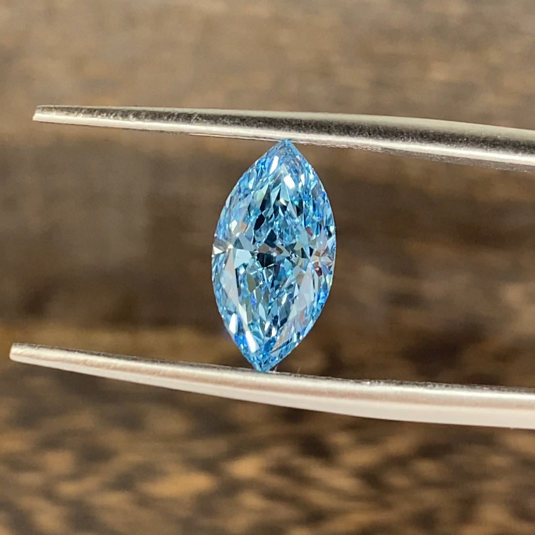 1.709 Ct Marquise Cut Fancy Blue Lab Diamond VS