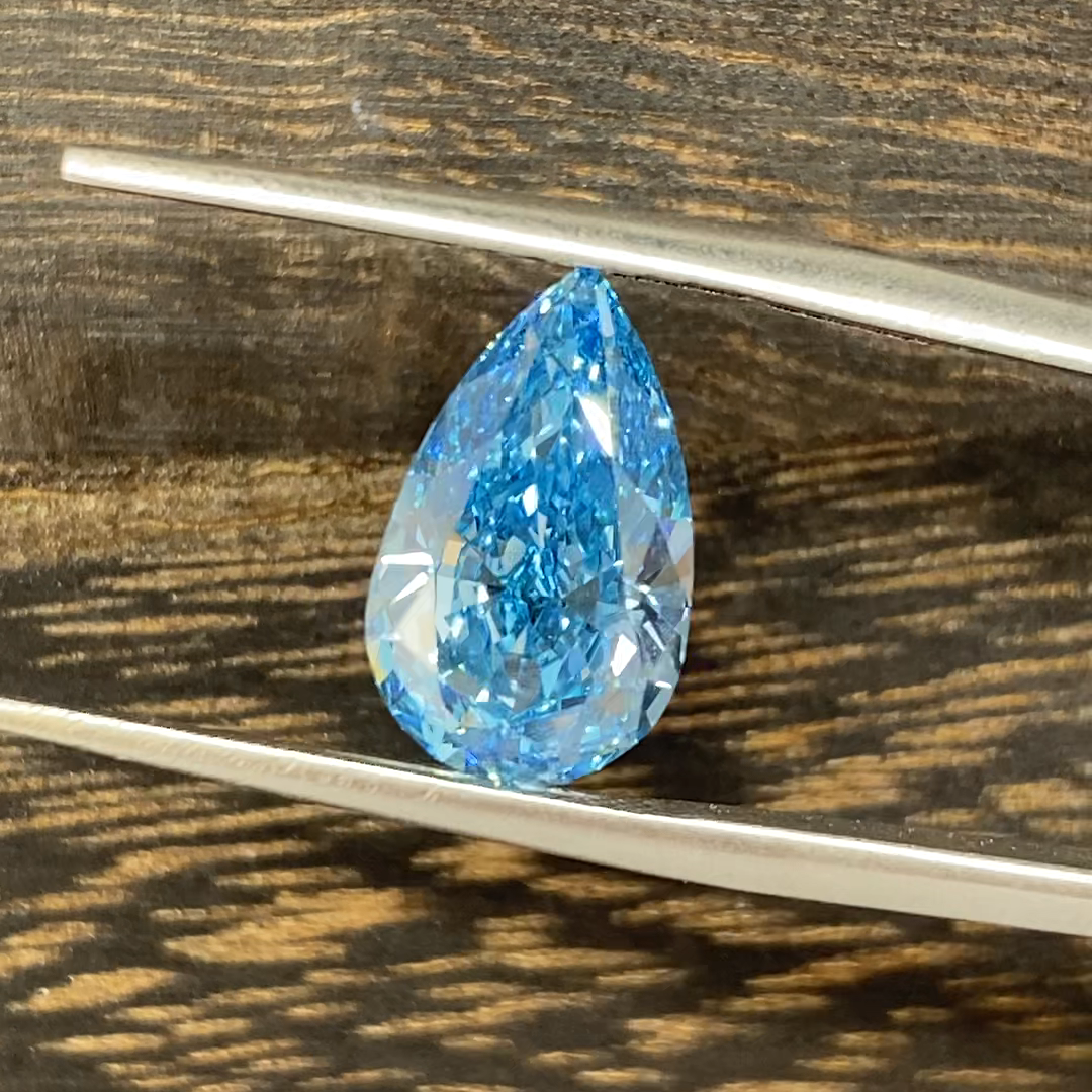 3.381 Ct Pear Cut Fancy Blue Lab Diamond VS