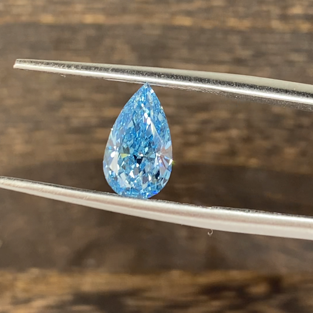 1.197 Ct Pear Cut Fancy Blue Lab Diamond VS1