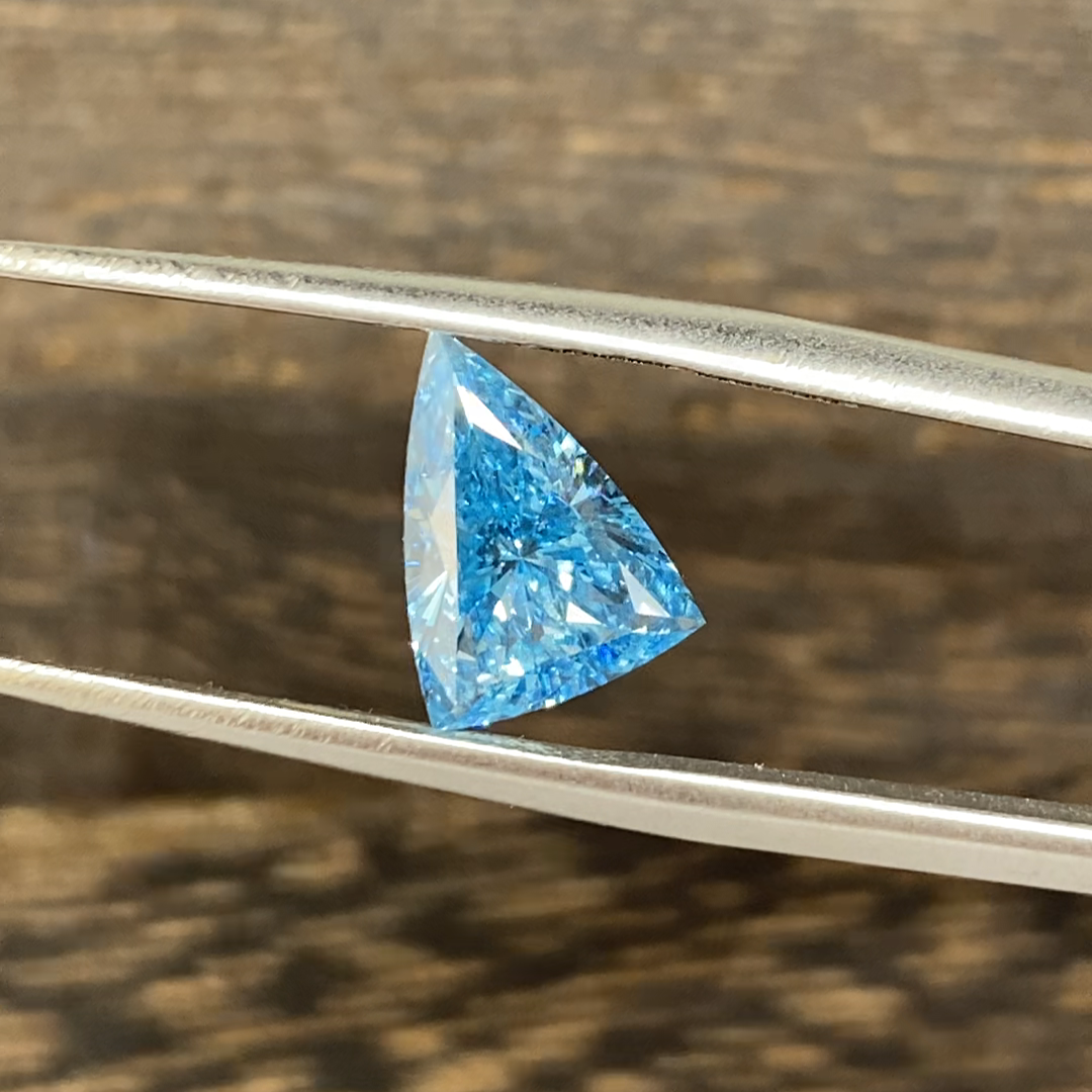 1.58 Ct Trillion Cut Fancy Blue Lab Diamond SI1