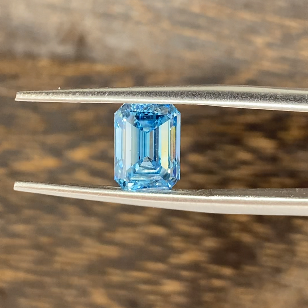 1.889 Ct Emerald Cut Fancy Blue Lab Diamond VS