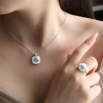 Load image into Gallery viewer, Cushion Blue Topaz &amp; Nacre Pendant Necklace
