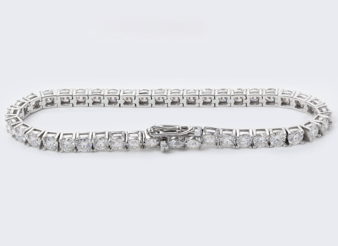 14K Gold Round Cut Lab Grown Diamond 4 Prongs Tennis Bracelet