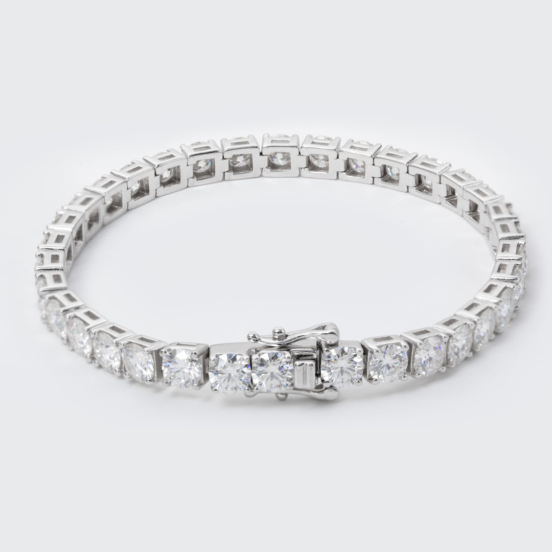 14K Gold Round Cut Lab Grown Diamond 4 Prongs Tennis Bracelet