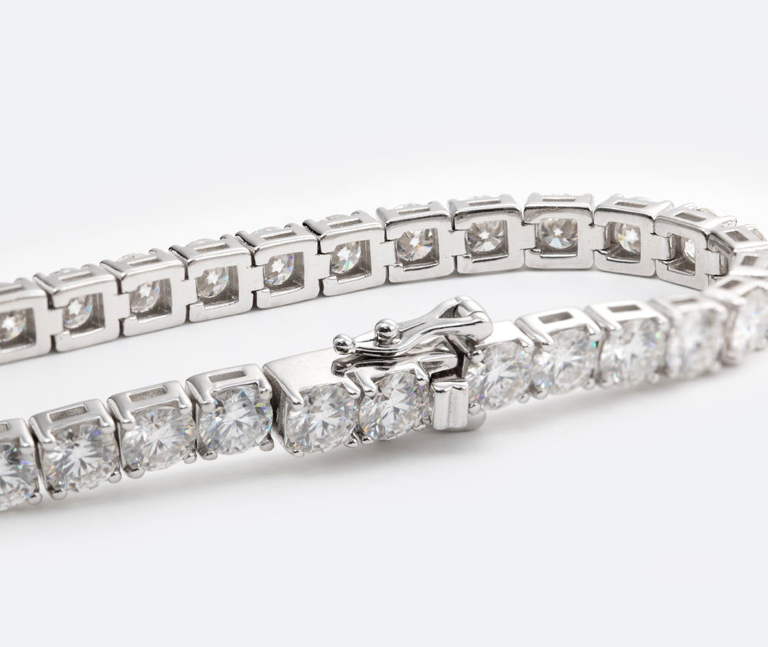 14K Gold Round Cut Lab Grown Diamond 4 Prongs Tennis Bracelet