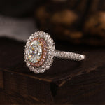 Load image into Gallery viewer, Pink Halo 1.24 Ct Oval Cut Fancy Blue Lab Diamond Engagement Ring
