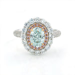 Load image into Gallery viewer, Pink Halo 1.24 Ct Oval Cut Fancy Blue Lab Diamond Engagement Ring
