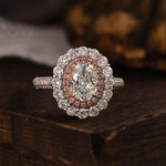 Load image into Gallery viewer, Pink Halo 1.24 Ct Oval Cut Fancy Blue Lab Diamond Engagement Ring
