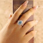 Load image into Gallery viewer, Double Halo 1.37 Ct Oval Cut Fancy Blue Lab Diamond Engagement Ring
