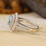 Load image into Gallery viewer, Double Halo 1.37 Ct Oval Cut Fancy Blue Lab Diamond Engagement Ring
