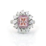 Load image into Gallery viewer, IGI Certified 1.03 Ct Radiant Cut Fancy Pink Lab Diamond Pink Halo Pear-Cluster Engagement Ring
