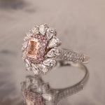 Load image into Gallery viewer, IGI Certified 1.03 Ct Radiant Cut Fancy Pink Lab Diamond Pink Halo Pear-Cluster Engagement Ring
