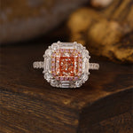 Load image into Gallery viewer, Pink Halo 1.54 Ct Radiant Cut Fancy Pink Lab Diamond Cluster Engagement Ring
