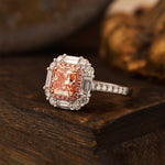 Load image into Gallery viewer, Pink Halo 1.54 Ct Radiant Cut Fancy Pink Lab Diamond Cluster Engagement Ring
