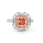 Load image into Gallery viewer, Pink Halo 1.54 Ct Radiant Cut Fancy Pink Lab Diamond Cluster Engagement Ring
