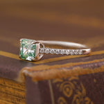 Load image into Gallery viewer, 1.026 Ct Radiant Cut Fancy Green Lab Diamond Four Prongs Solitaire Engagement Ring
