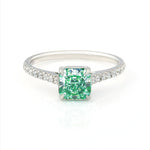 Load image into Gallery viewer, 1.026 Ct Radiant Cut Fancy Green Lab Diamond Four Prongs Solitaire Engagement Ring
