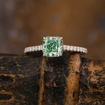 Load image into Gallery viewer, 1.026 Ct Radiant Cut Fancy Green Lab Diamond Four Prongs Solitaire Engagement Ring
