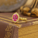 Load image into Gallery viewer, Art Deco Oval Cut Lab Padparadscha Engagement Ring - Engagement Ring
