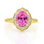 Load image into Gallery viewer, Art Deco Oval Cut Lab Padparadscha Engagement Ring - Engagement Ring
