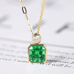 Load image into Gallery viewer, Asscher Cut Columbia Green Lab Emerald Bezel Pendant Necklace - Necklace &amp; Pendant
