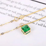 Load image into Gallery viewer, Asscher Cut Columbia Green Lab Emerald Bezel Pendant Necklace - Necklace &amp; Pendant
